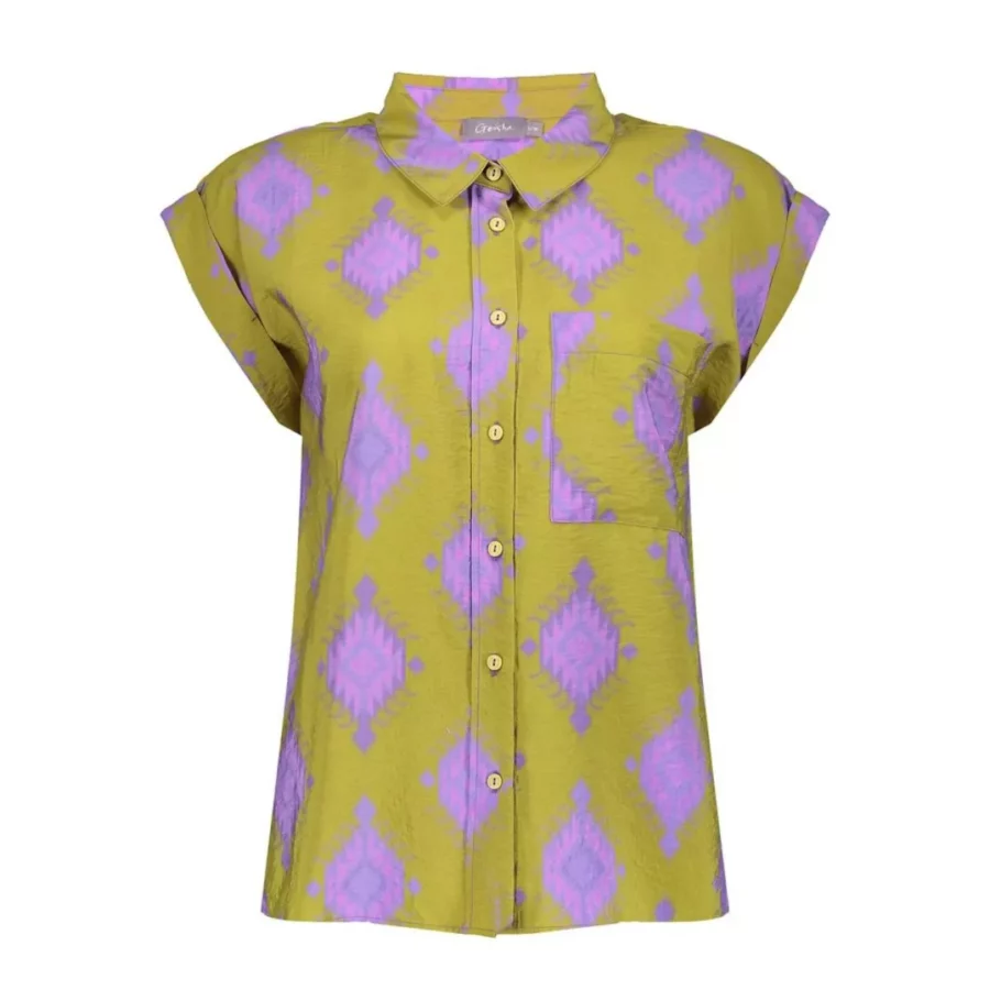 BLOUSE ETNIQUE MAUVE/VERT