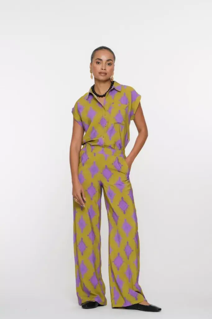 BLOUSE ETHNIQUE MAUVE/VERT