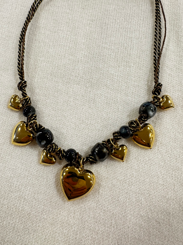 COLLIER DODI HEART BLACK/GOLD