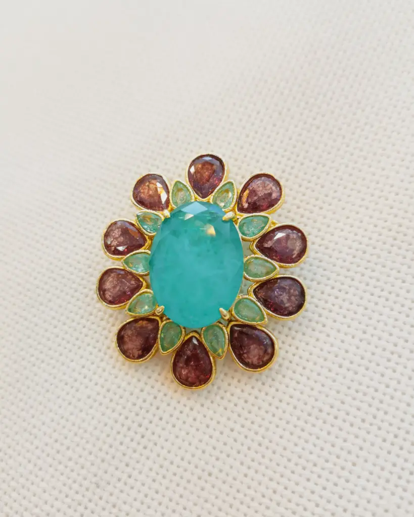 BROCHE TURQUOISE FLOWER
