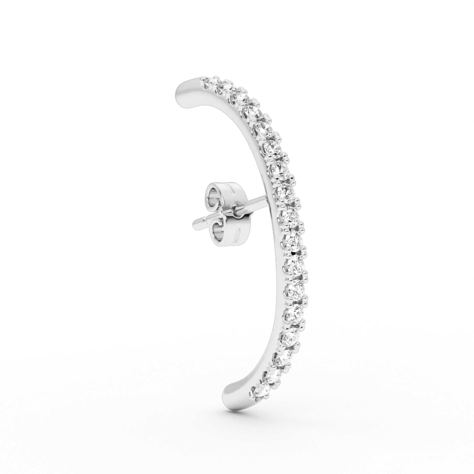 BOUCLE LONG DIAMOND HUG EARSTUD ARGENT