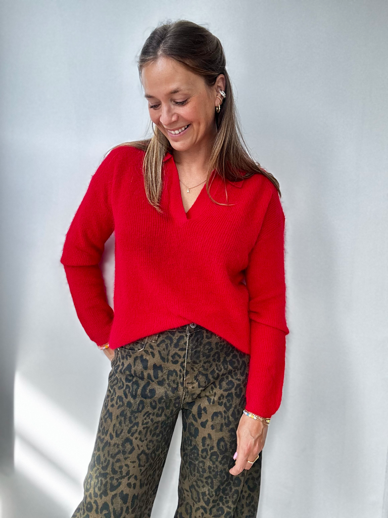 PULL POLO ROUGE ALPAGA