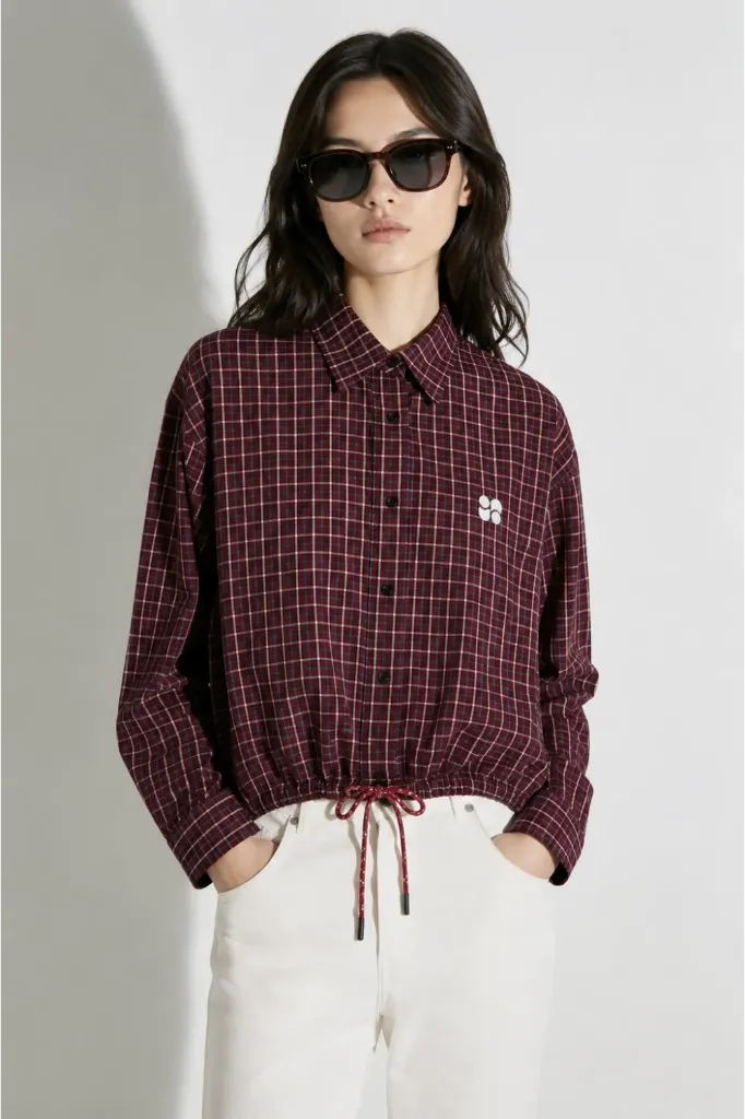 CHEMISE CLIO BOXY à carreaux bordeaux fabriquée en Italie