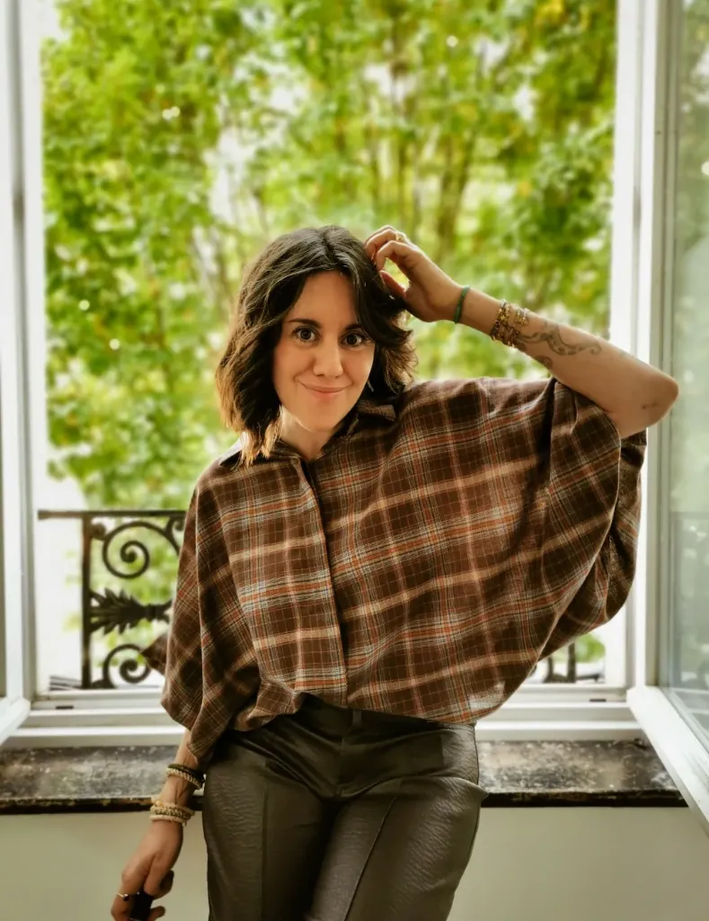 BLOUSE CHATELET QUADRI choco