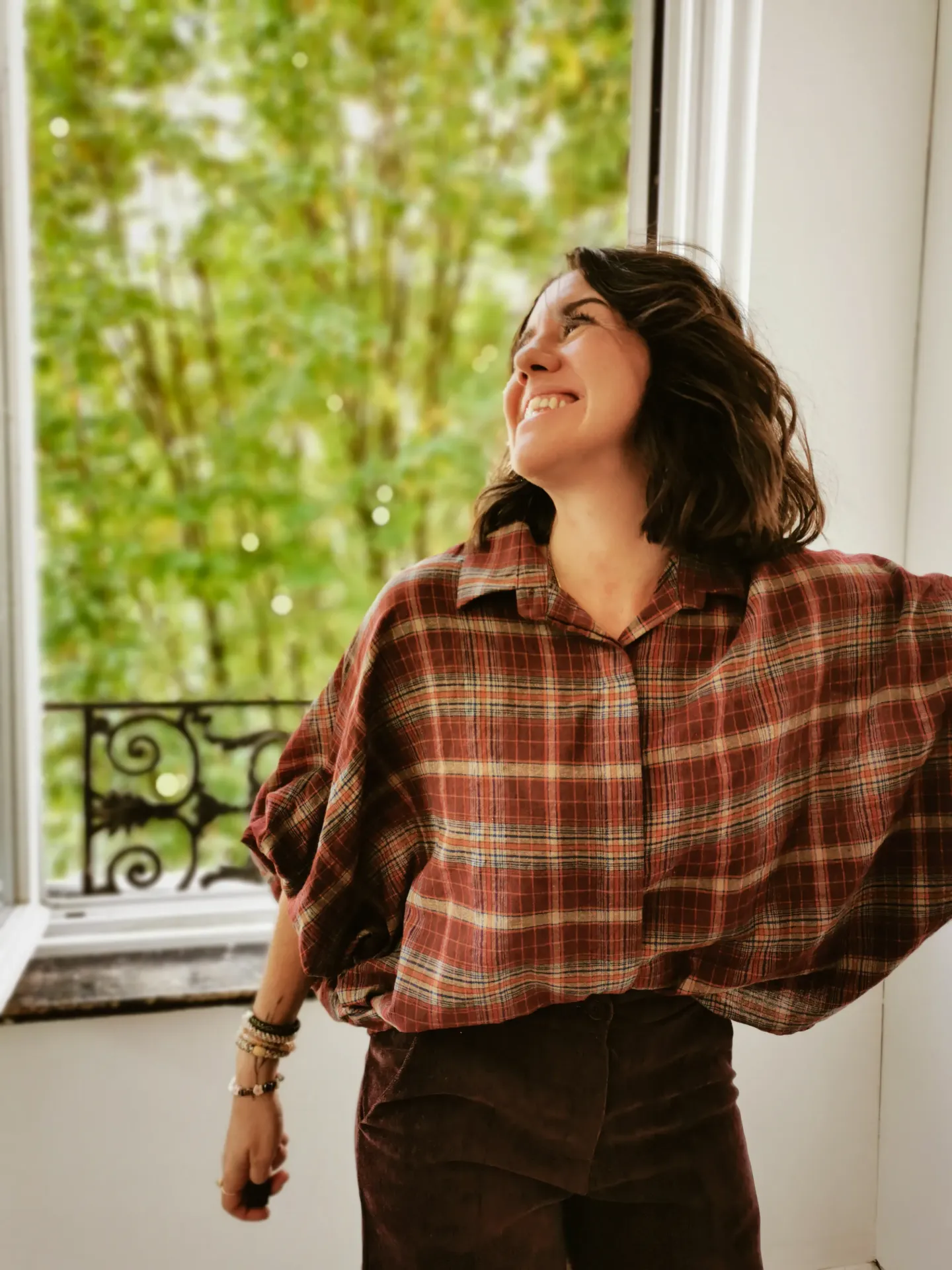 BLOUSE CHATELET QUADRI bordeaux