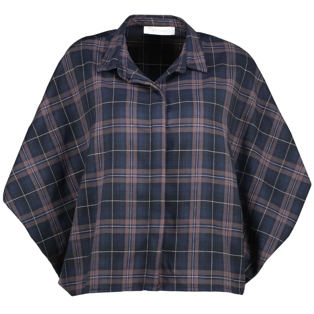 BLOUSE CHATELET CARREAU navy