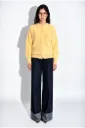 Cardigan ANGELO col rond jaune fabriqué en Italie