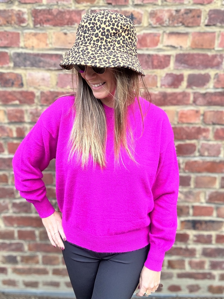 PULL COL ROND FUSHIA TWINS