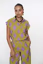 BLOUSE ETHNIQUE MAUVE/VERT