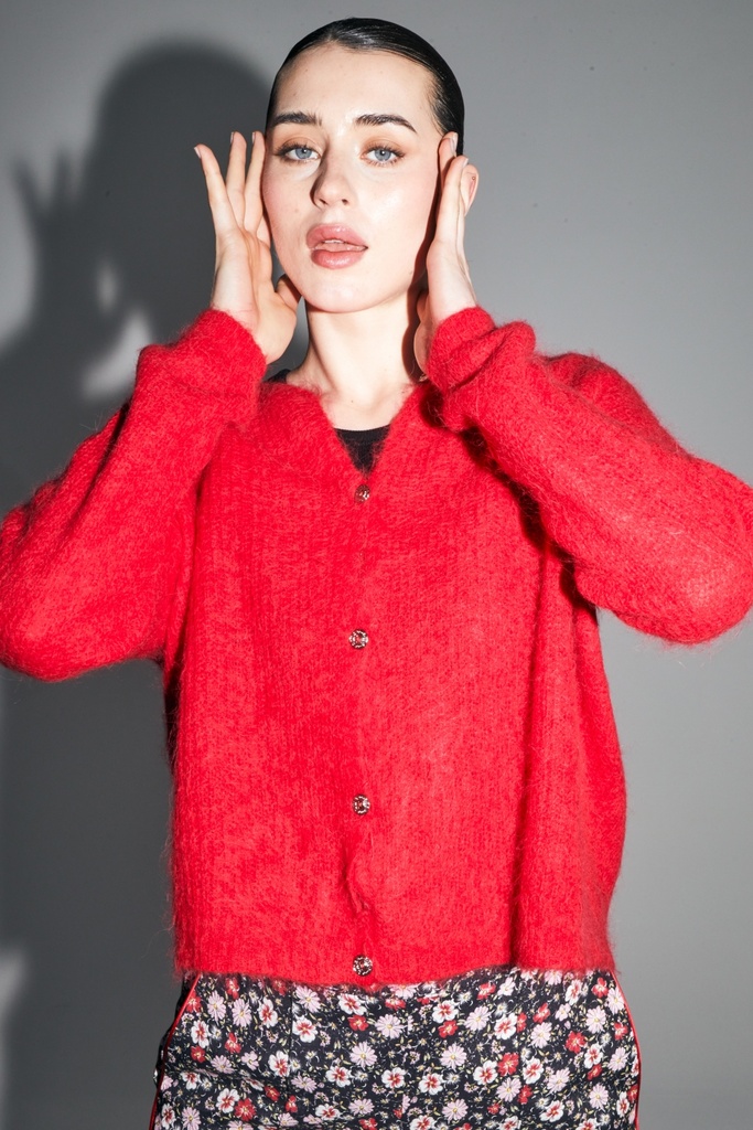 CARDIGAN BABY ALPAGA ROUGE INTENSE