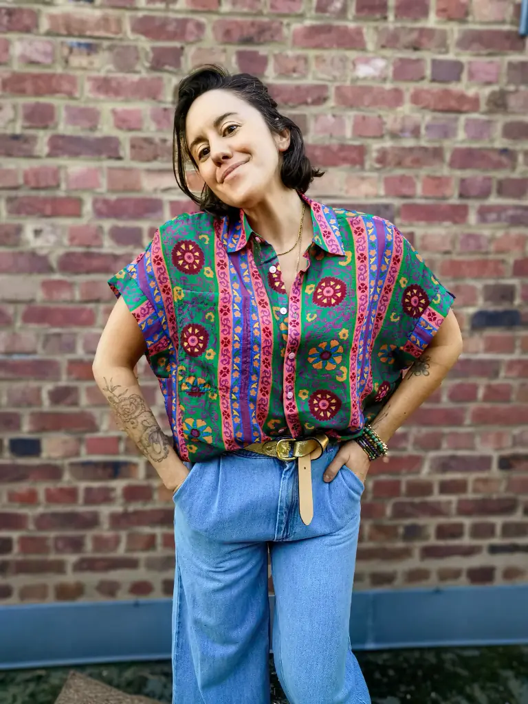 BLOUSE GREEN/PURPLE