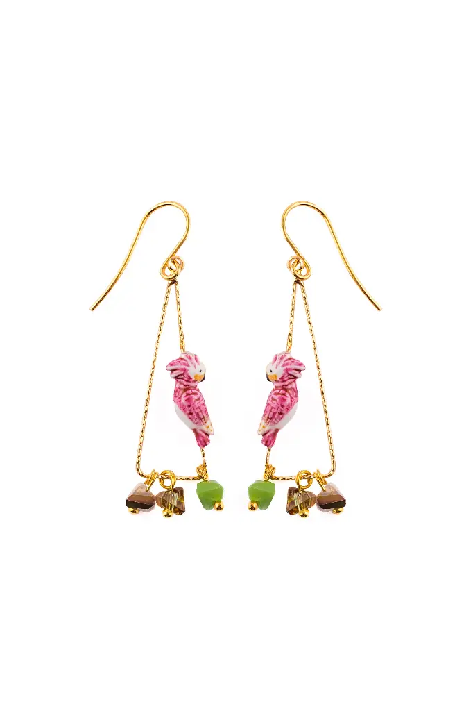 [J771 NACH] BOUCLES D'OREILLES PINK COCKATOO