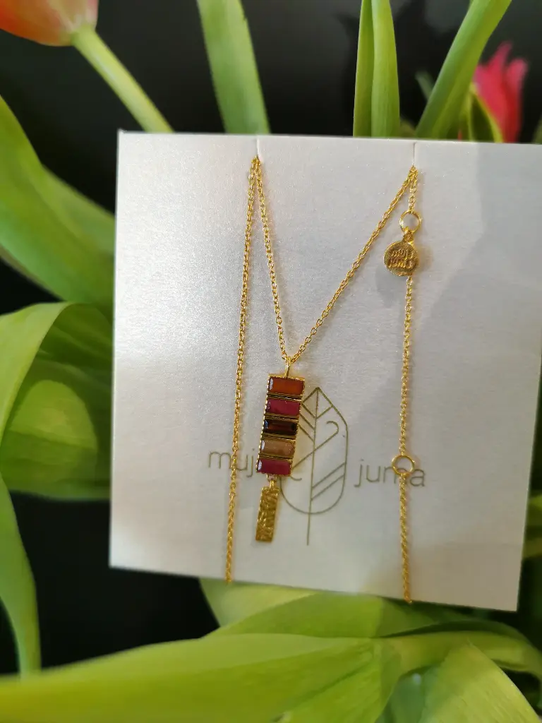 [3633-GB-10] COLLIER CINNABAR AGATE ROUGE