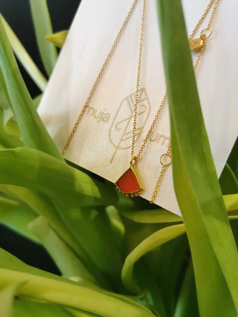 [3564-GB-10] COLLIER ZULU AGATE ROUGE