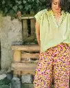 BLOUSE COL V UNI GREEN