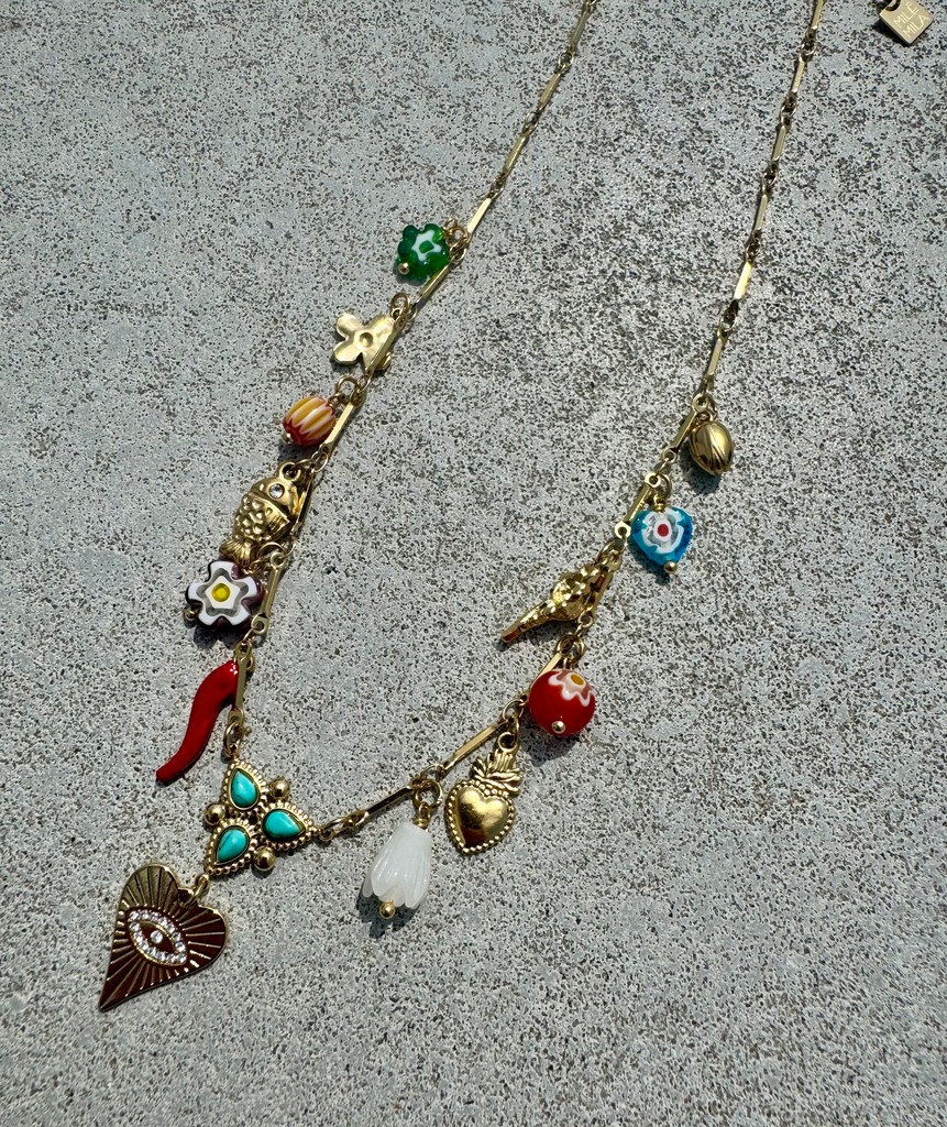 COLLIER CHAINE OEIL COEUR