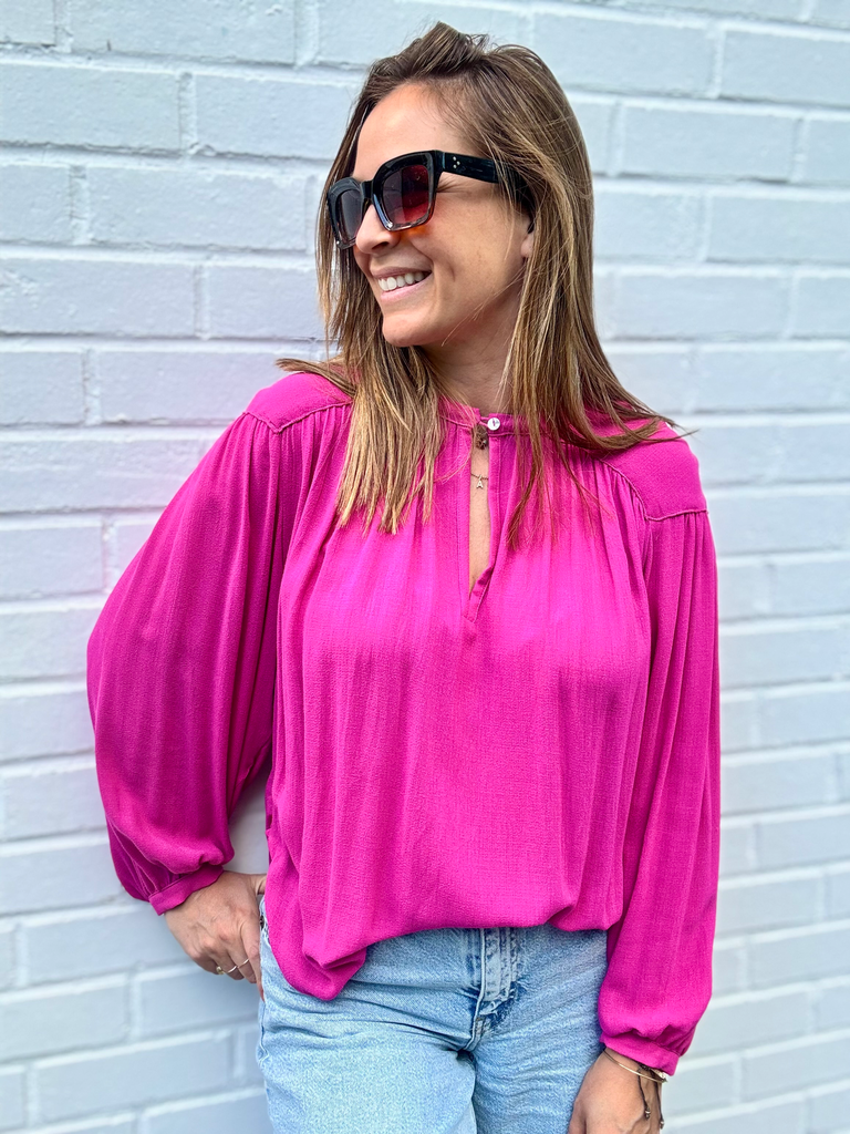 Blouse Fuschia plissée