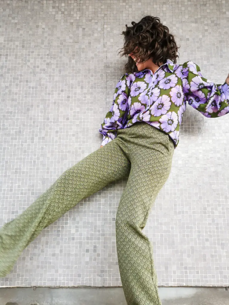 PANTALON MAILLE LUREX KAKI