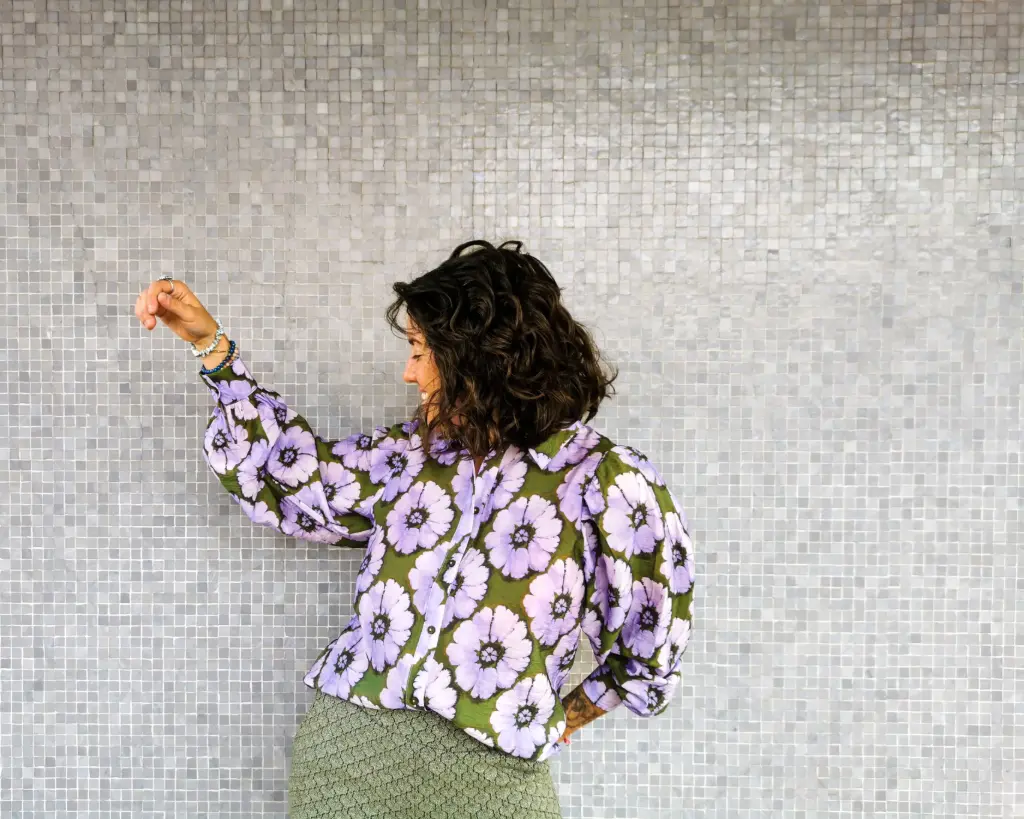 CHEMISE FLOWER KAKI/MAUVE