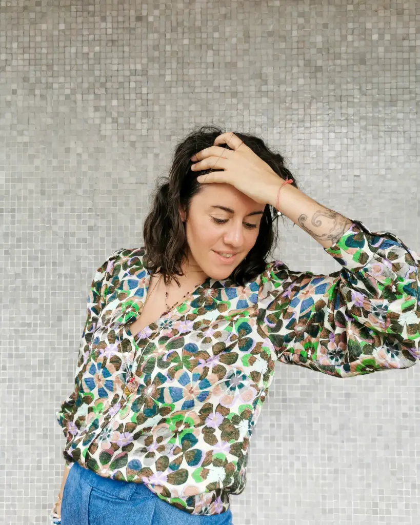 BLOUSE MULTI FLOWER LILAS/VERT