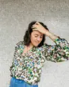 BLOUSE MULTI FLOWER LILAS/VERT