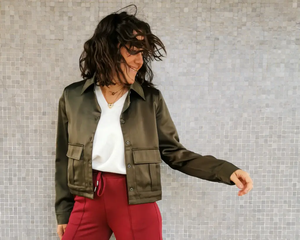 VESTE COURTE KAKI FONCE