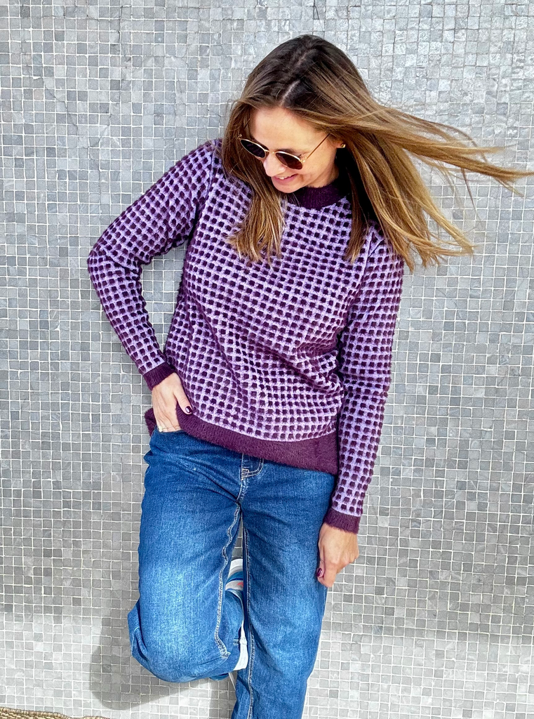 PULL CARRE VIOLETTE 