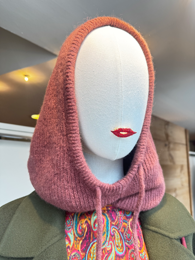 CAGOULE HOODIE ALPAGA LAINE BORDEAU CLAIR