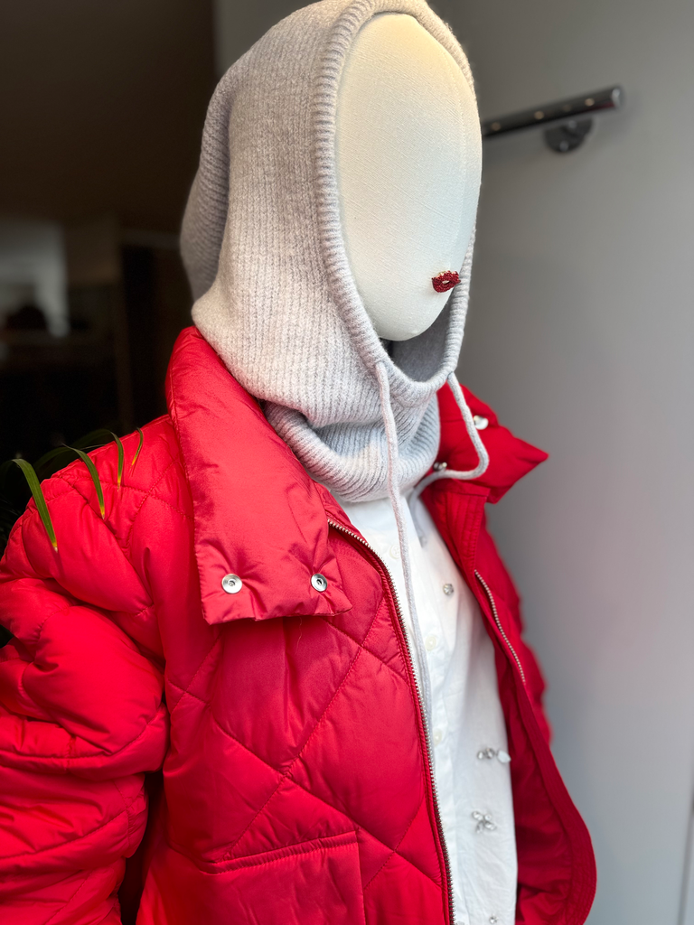 CAGOULE HOODIE ALPAGA LAINE GRIS CLAIR