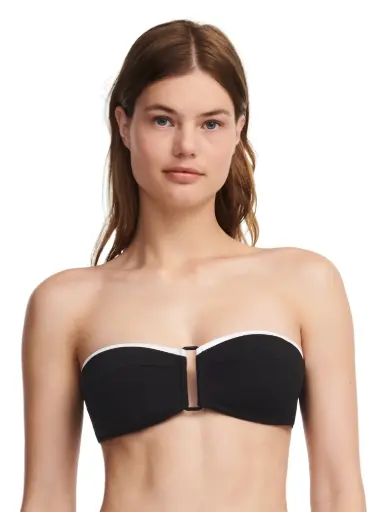 HAUT BIKINI BANDEAU NOIR ET BLANC