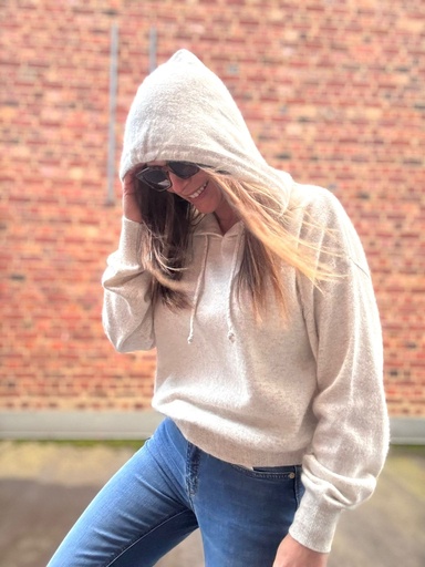 PULL CAPUCHE TWINS BEIGE CHINE
