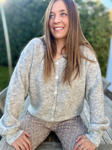 GILET BOUTON TWINS GRIS