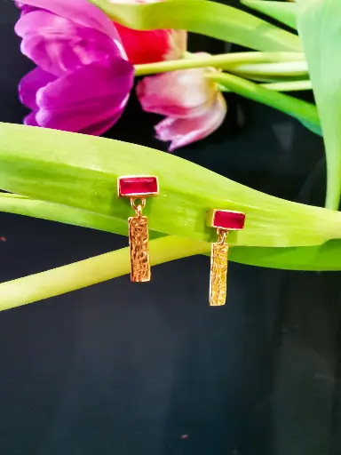 [10707-GB-14] BOUCLES D'OREILLES CINNABAR RUBY