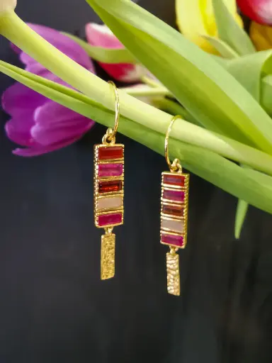 [10708-GB-10] BOUCLES D'OREILLES CINNABAR AGATE ROUGE