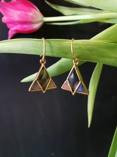 [10538-GB-3] BOUCLES D'OREILLES HMONG QUARTZ