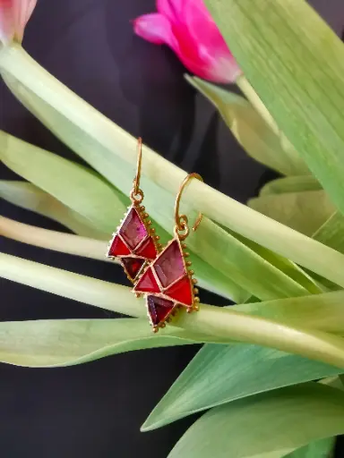 [10539-GB-14] BOUCLES D'OREILLES HMONG RUBY