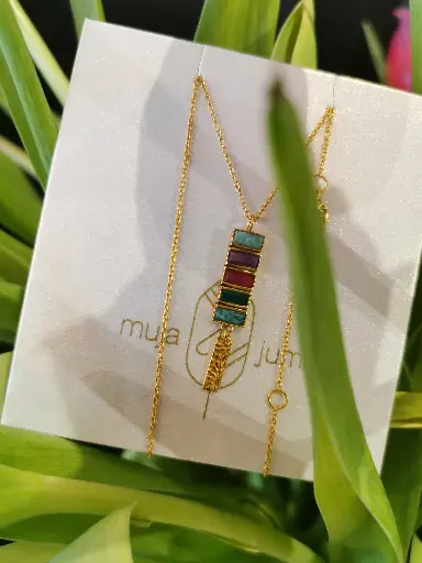 [3633-GB-5] COLLIER CINNABAR AMAZONITE