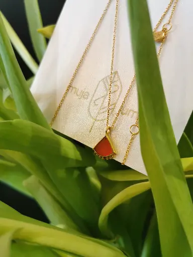 [3564-GB-10] COLLIER ZULU AGATE ROUGE