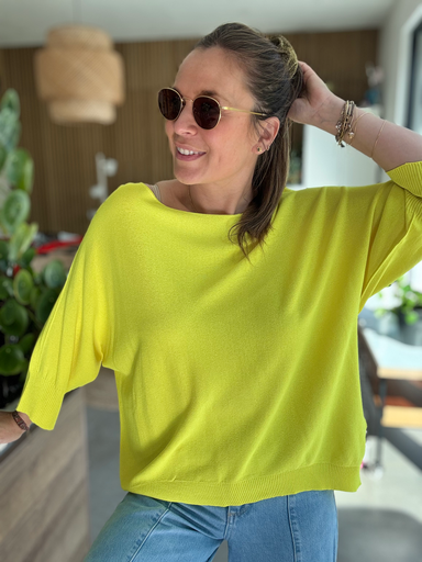 [C8712] PULL ETE COL BATEAU JAUNE