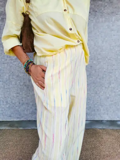 [21469 FIN LIGNE] PANTALON MAGIQUE JAUNE LIGNE JOHANNA 