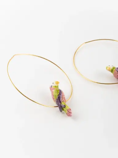 [J639] PETITES CREOLES PERRUCHE A MOUSTACHES