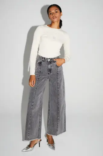 DENIM SWIGGY PALAZZO GRIS