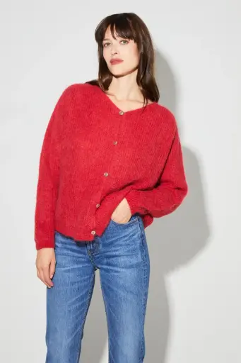 CARDIGAN BABY ALPAGA ROUGE FONCE