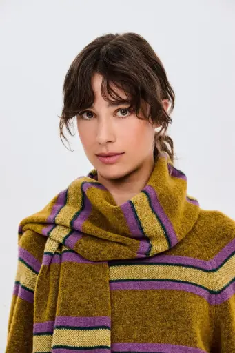 [310540] ECHARPE SCARFUM KHAKI/MAUVE 