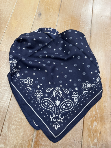 FOULARD PRINT CASHMERE SMALL MARINE