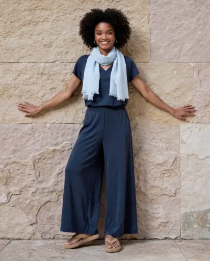 PANTALON LARGE BAMO MARINE 